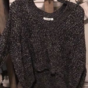 black and white hi low sweater